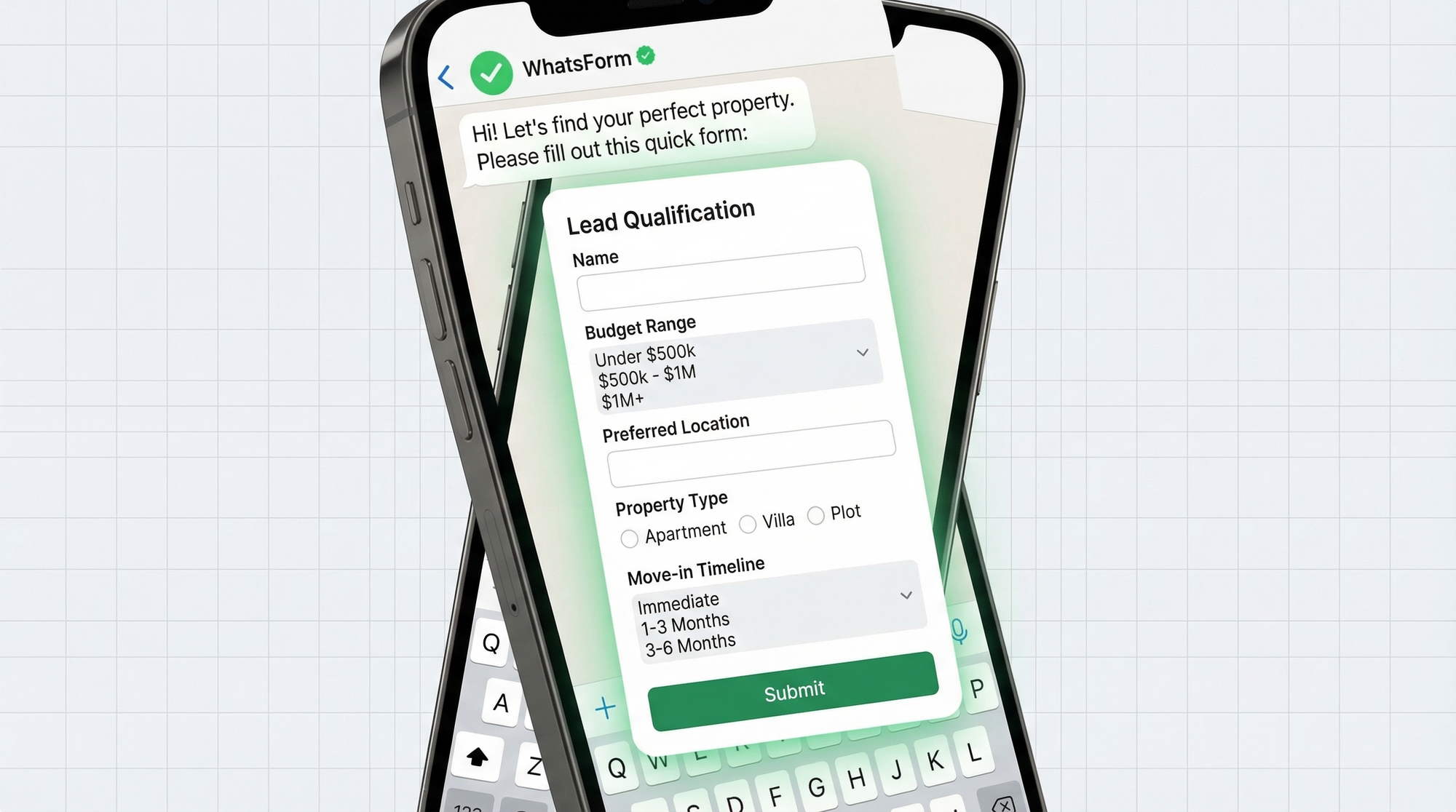 WhatsApp lead qualification form for real estate