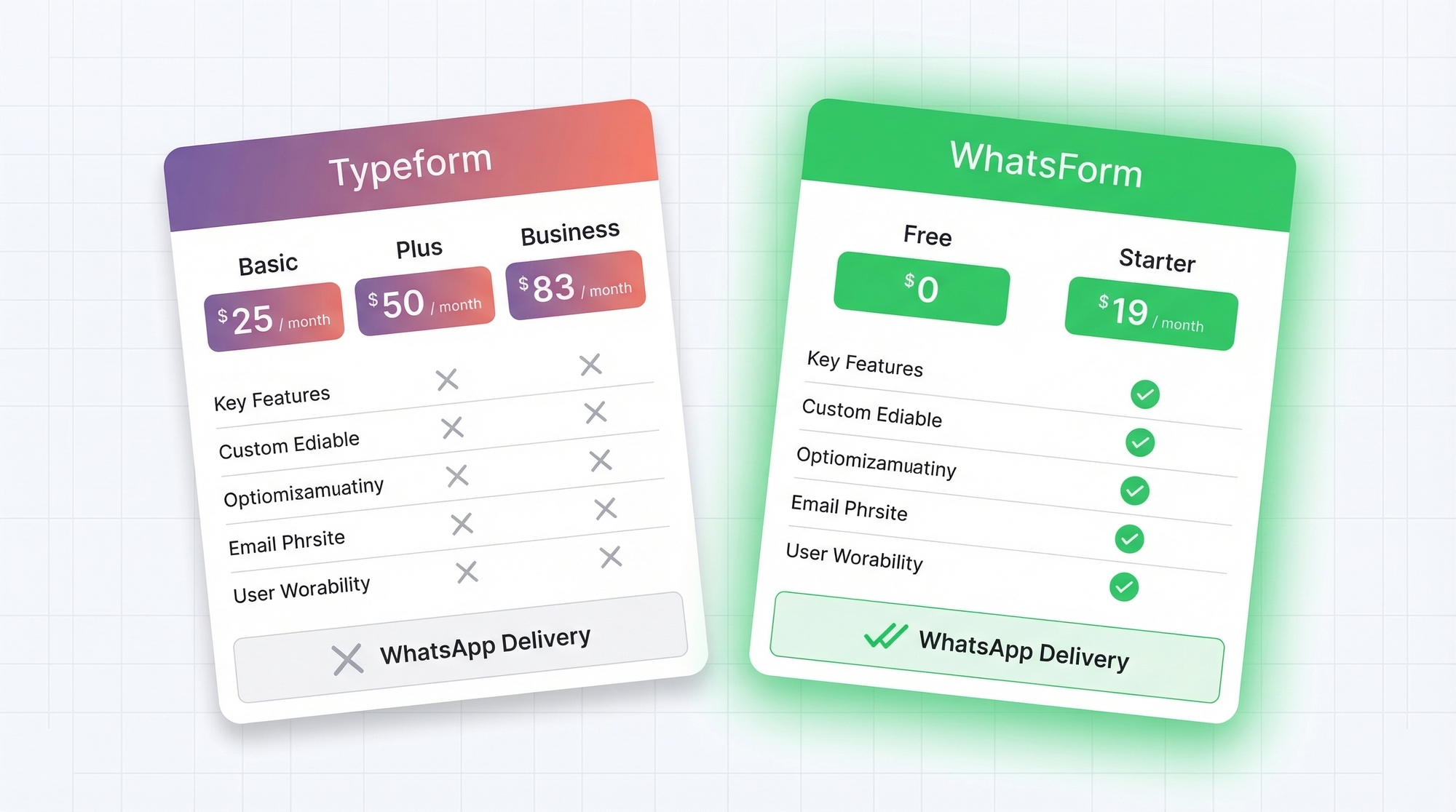 Typeform vs WhatsForm pricing comparison