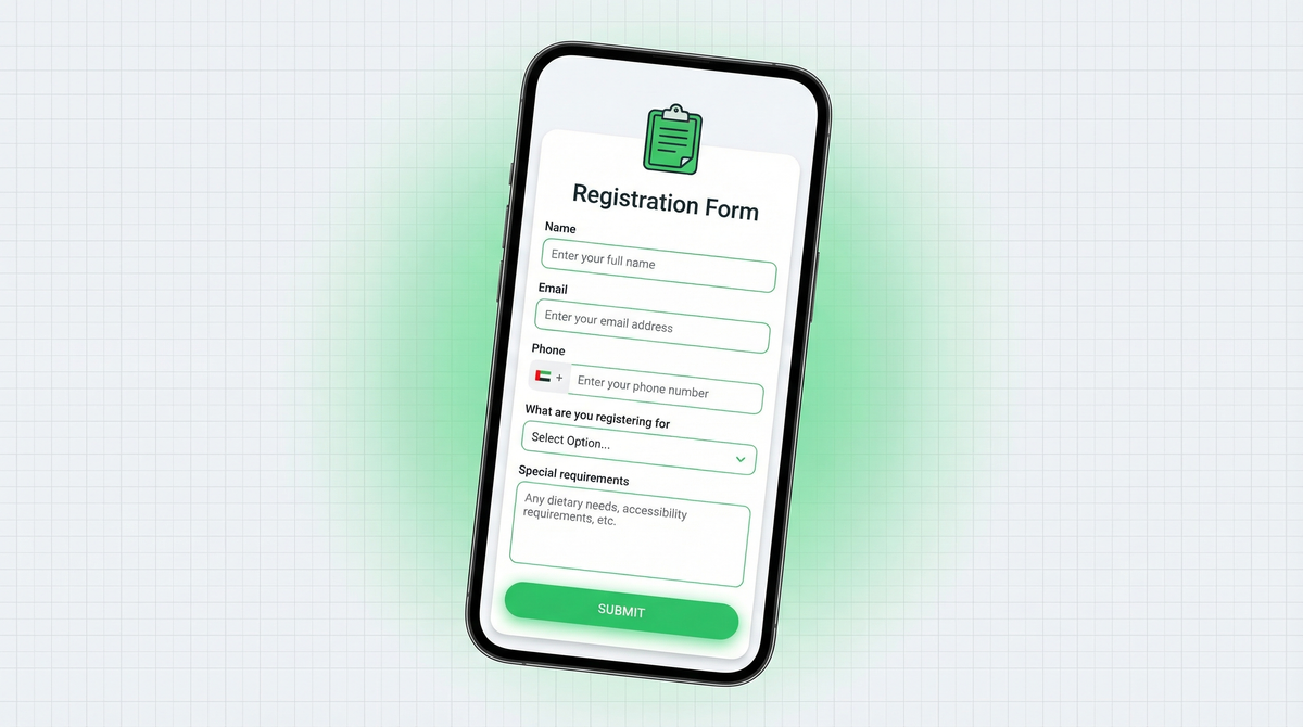 Registration form that sends to WhatsApp