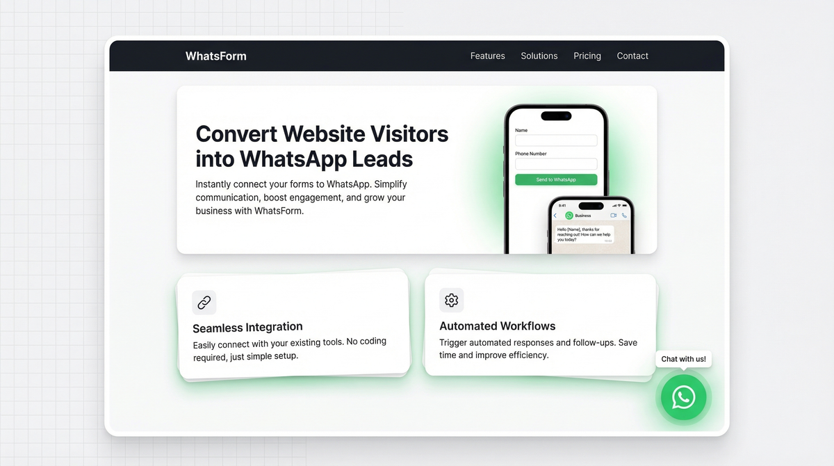 Website with a floating WhatsApp button in the bottom-right corner