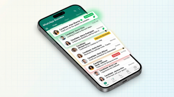 WhatsApp with color-coded labels for managing job applicants