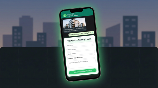 WhatsApp property inquiry on mobile phone